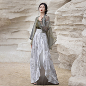 拟梦花事了原创国风新中式 汉服改良有口袋宋裤 不规则对襟上衣夏女