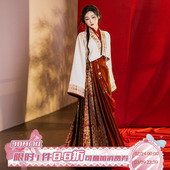 拟梦年年国风原创红色汉服短马面裙四破三裥裙敬酒订婚服过年秋冬