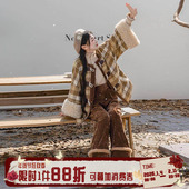 明制方领半袖 圈毛阔腿裤 针织衫 拟梦下课后 格纹日常汉服汉元 素