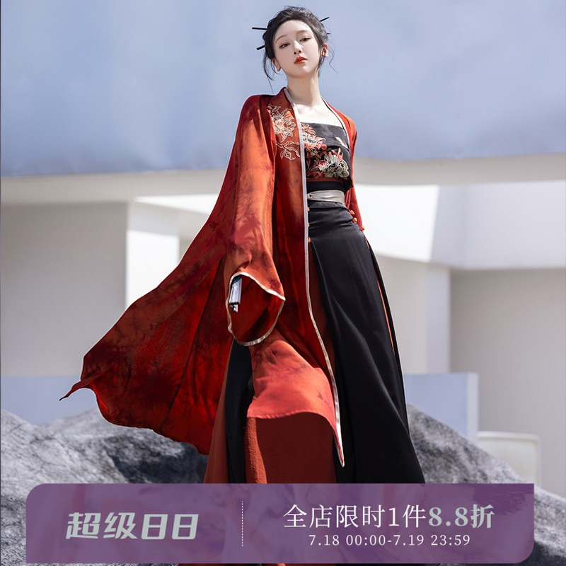 拟梦酷飒红黑系宋制日常汉服