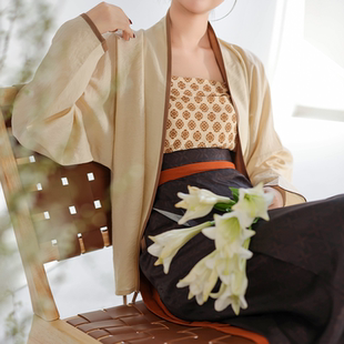 拟梦稻花香原创宋制汉服飞机袖 女 宋背心旋裙春秋复古日常通勤套装