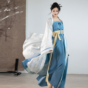 褙子日常汉服春秋女 拟梦青山醉国风原创宋制仿宋抹四破三裥裙直袖