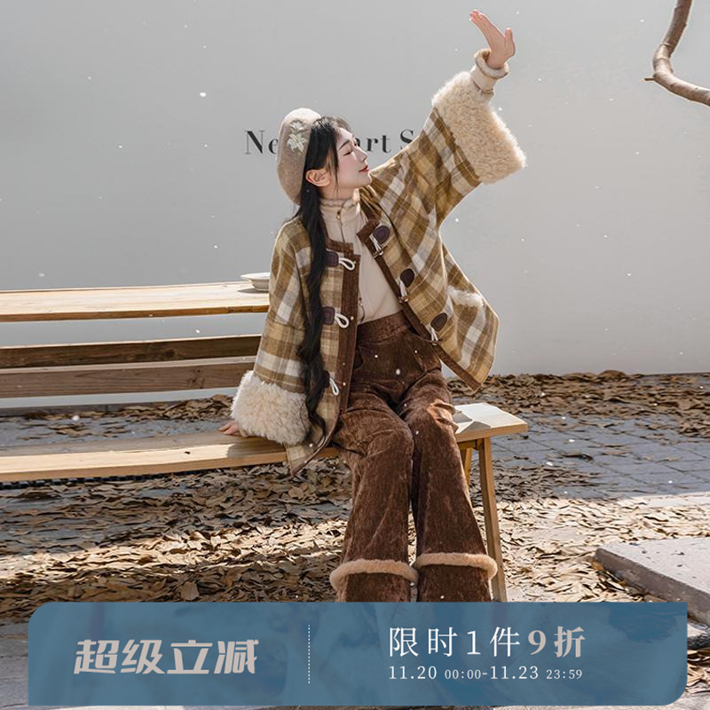 有口袋的格纹日常汉服