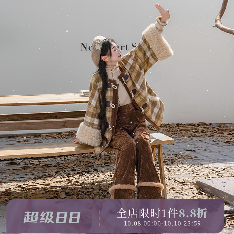 有口袋的格纹日常汉服