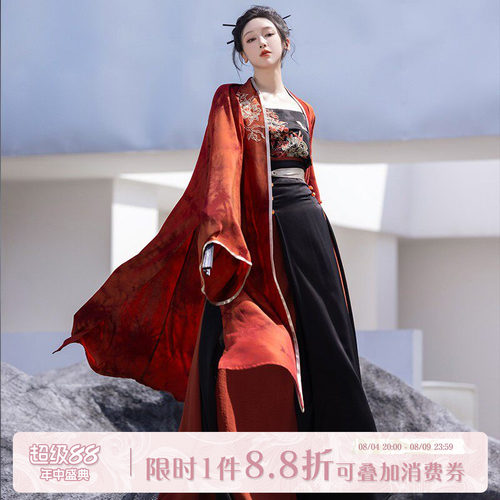 拟梦酷飒红黑系宋制日常汉服