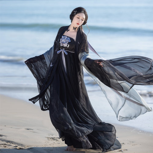拟梦原创国风黑色诃子裙汉服仙气