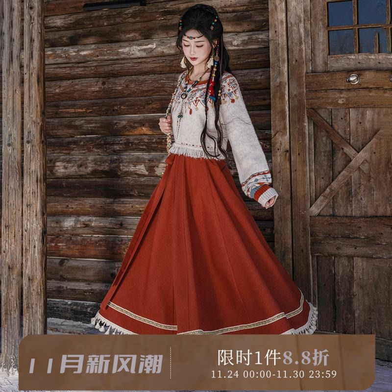 拟梦原创汉服混搭民族风毛衣