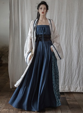 拟梦观雾宋制日常汉服通勤阔腿宋裤印花天丝褙子原创国风新中式女