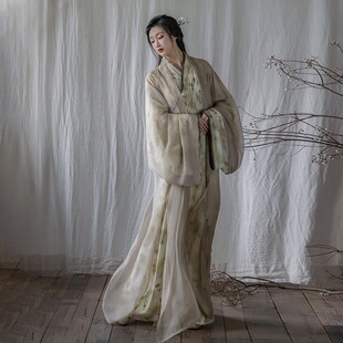 拟梦忆江南国风原创天丝印花直裾日常汉服清冷感禅意茶服通勤春秋