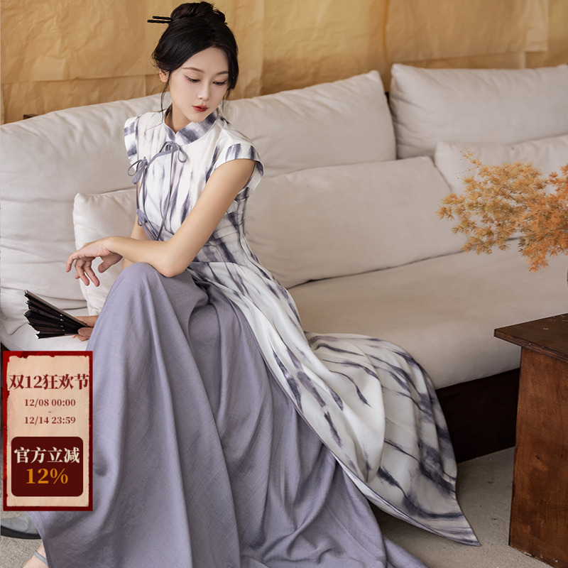 显瘦新中式改良不规则旗袍