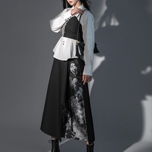 拟梦立领衬衫汉元素旋裙