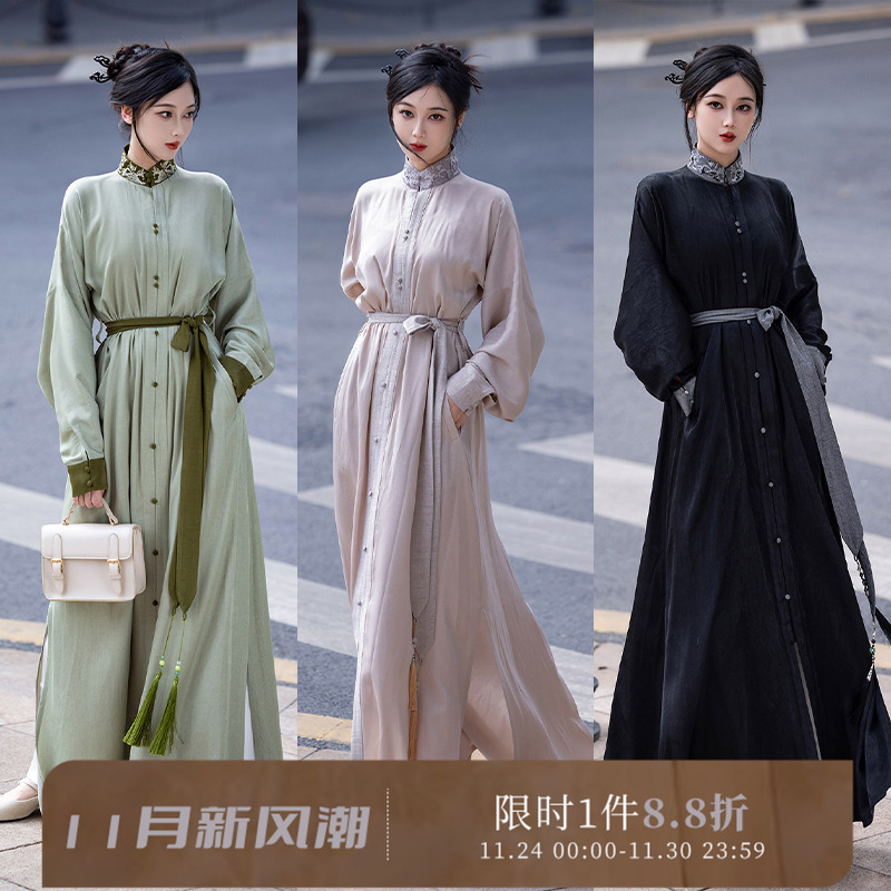 拟梦共潮生国风原创改良立领汉服连衣裙长衬衫通勤日常上班穿春秋