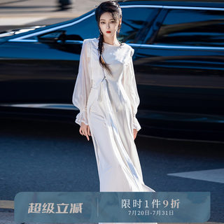 拟梦昼夜原创国风白色汉服搭配马面裙上衣旋裙黑色通勤新中式套装