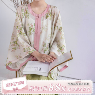 大摆松紧半裙国风汉服汉元 短衫 素日常 原创明制圆领半袖 拟梦春枝