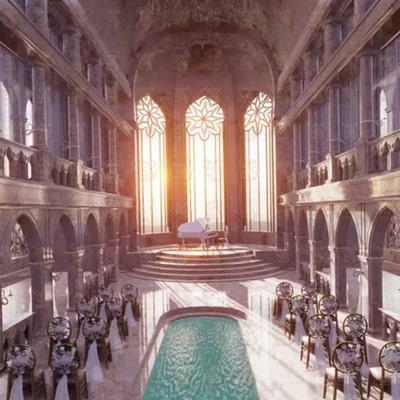 blender欧式城堡建筑婚礼教堂礼堂钢琴座椅3d模型建模工程渲染