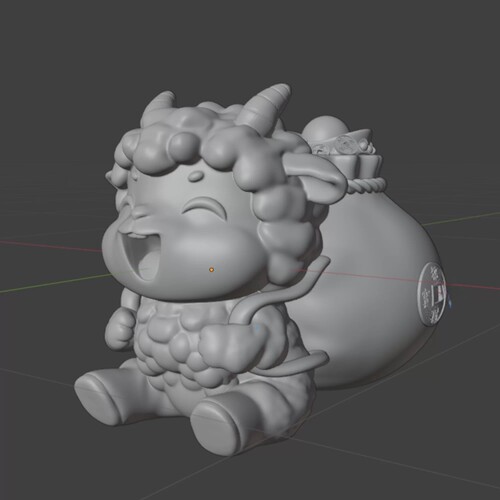 可爱卡通小羊IP招财进宝背包3D模型可打印喷腊STL图精雕设计素材