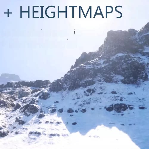 UE5雪山脉丘陵地形模型高度图自动地形材质20 Nanite Mountains