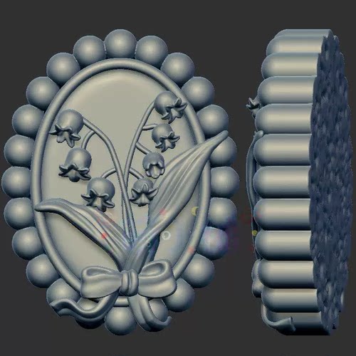 铃兰花牌挂件三维立体图3d打印stl文件圆雕图雕刻机3d模型2286