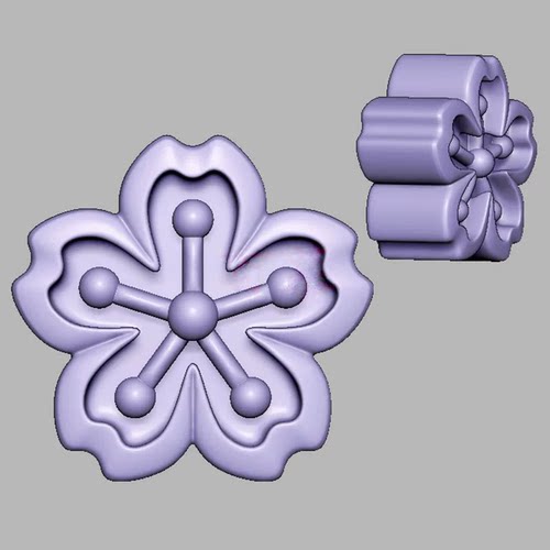 樱花月饼小花饼干三维立体图圆雕图STL文件雕刻机3D模型1664