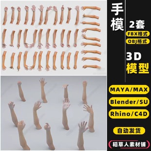 MAYA blender手掌手心手势手臂Rhino犀牛SU C4D 3Dmax模型FBX OBJ