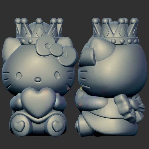 卡通kt猫凯蒂猫三维立体图3d打印stl文件圆雕图雕刻机3d模型1816
