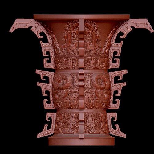 何尊3D高模Zbrush源文件3d打印模型青铜器樽STL高模型
