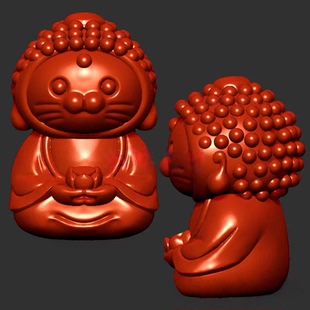 海豹猫小佛佛祖三维立体图圆雕图stl文件雕刻机3d模型3699