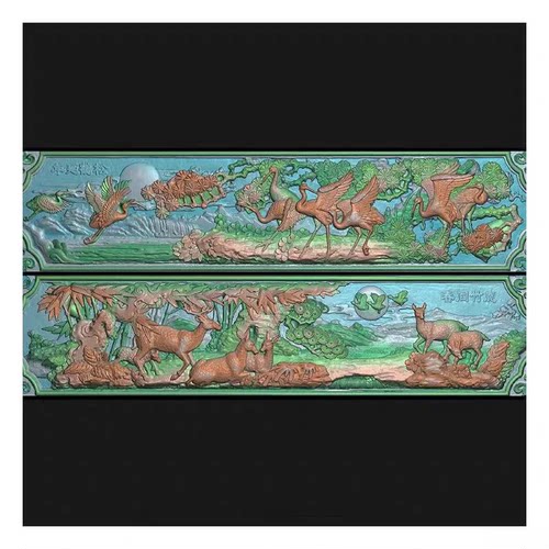 扫描图精雕图山水松鹤延年鹿竹同春古建深雕松树松鹿鹤 花鸟F54HT