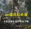 大型虚幻ue国风松林山崖，资产库下载,3d亚洲树林、山岭风格游戏
