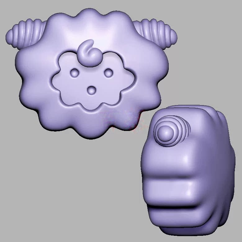 小羊绵羊饼干三维立体图圆雕图STL文件雕刻机3D模型3006