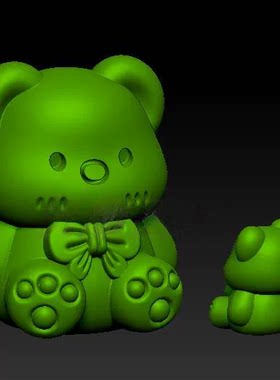 卡通蝴蝶结小熊三维立体图 圆雕图STL图熊猫3D打印模型图C711