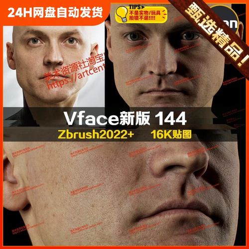 XYZ/Vface新版ZBrush写实高清扫描模型头16K皮肤贴图Hans144