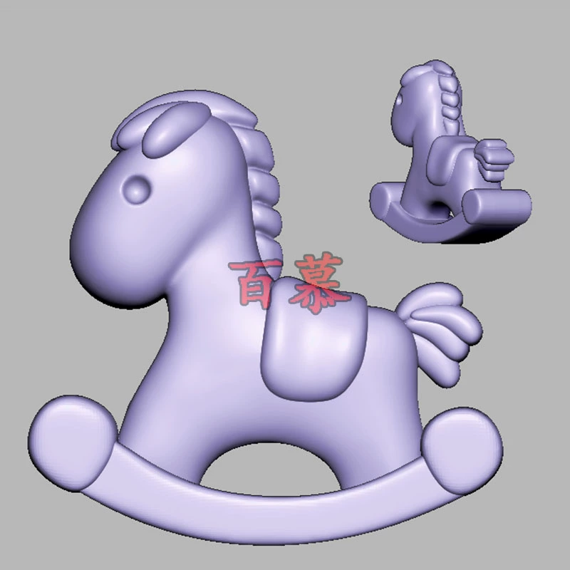 小马木马圆雕图雕刻机图纸stl文件摇摇马三维立体图3d模型1722