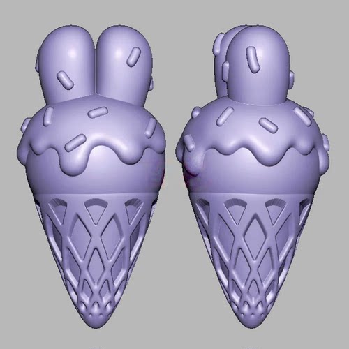 无相兔冰淇淋冰激凌三维立体图圆雕图STL文件雕刻机3D模型1731