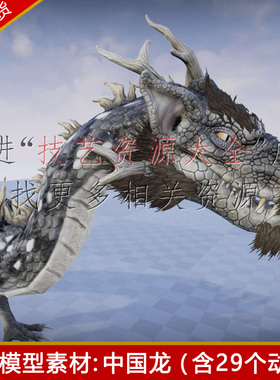 ue4/ue5中国龙模型素材带动画动作飞龙boss魔幻怪物动物怪兽虚幻4
