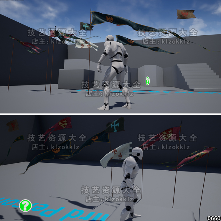 ue4/ue5动态旗子旗帜飘扬动画飘动飘带横幅特效虚幻4游戏模型资产