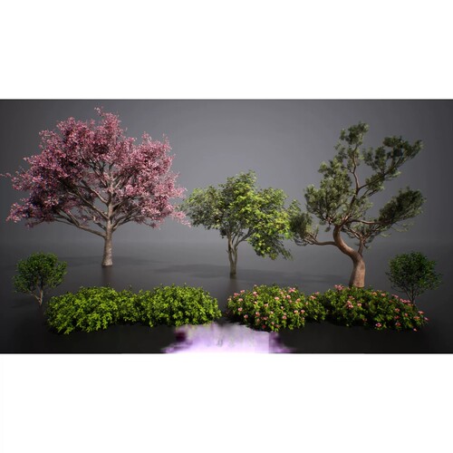 UE5.1中式园林植物梅花松柏树灌木Nanite Foliage Vol2 Asian