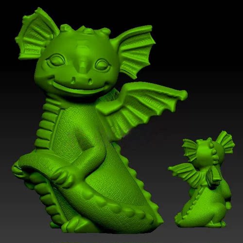 卡通龙三维立体图圆雕图STL图小飞龙龙宝宝雕刻图3D打印模型C539