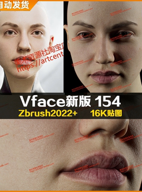 XYZ/Vface新版ZBrush写实高清扫描模型头部16K皮肤贴图Zhanna161