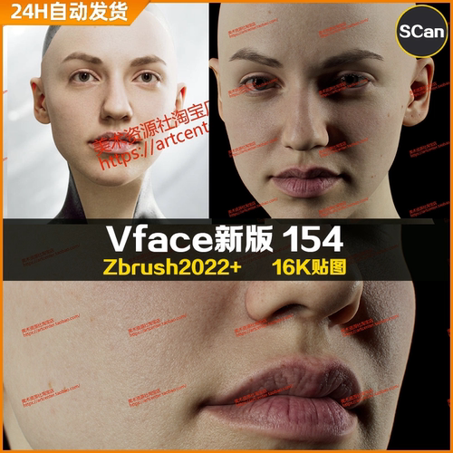 XYZ/Vface新版ZBrush写实高清扫描模型头部16K皮肤贴图Zhanna161