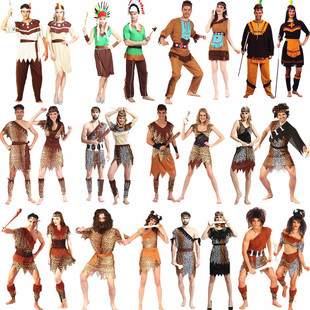 万圣节服装cosplay演出服衣服成人男女土著人非洲原始印第安野人