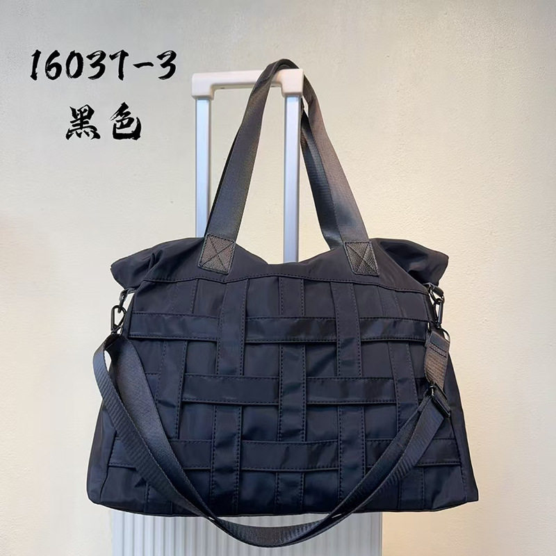 单肩大包新款尼龙布包托特单肩包个性编织格女包休闲旅行手提斜挎