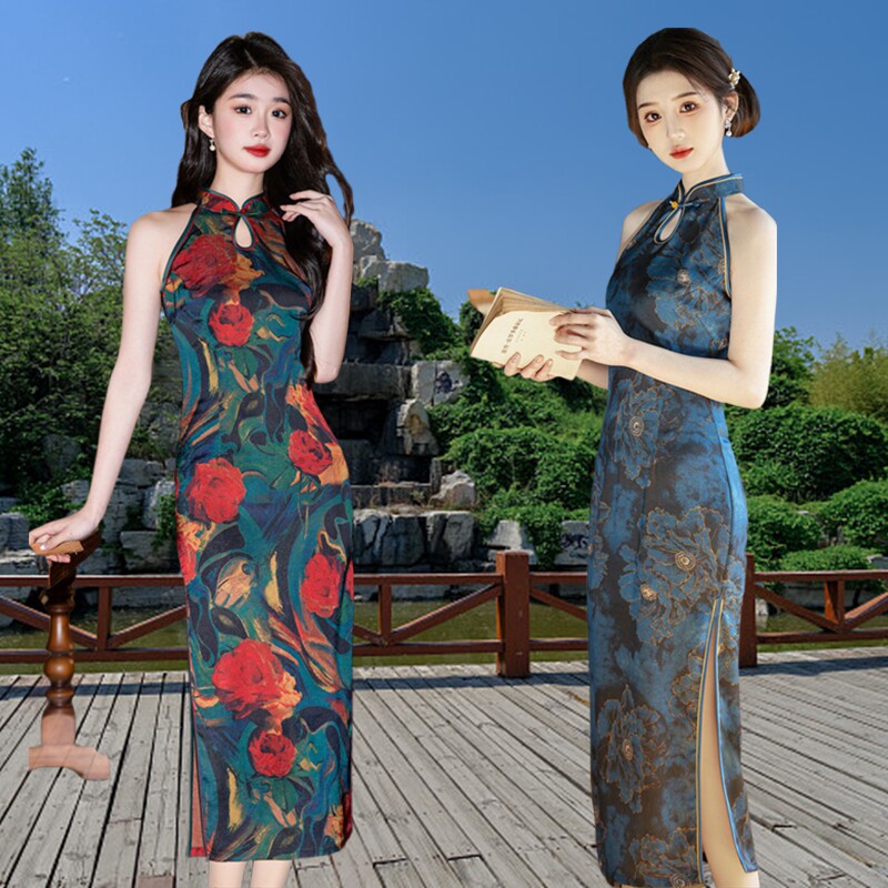 时尚挂脖显瘦少女日常OL显瘦礼服