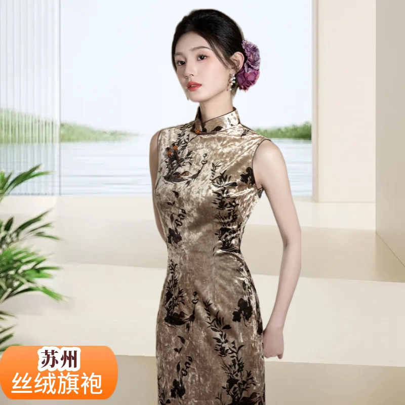 老上海滩富太太气质无袖宴会旗袍
