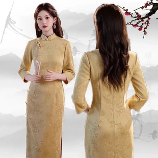 上海滩富太太气质优雅提花复古麂皮绒古韵年轻OL苏州旗袍新款2026