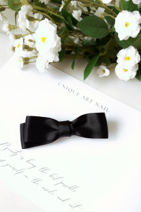 韩系日本进口面料 女简约弹簧夹顶夹超仙发饰 黑色蝴蝶结鸭嘴夹