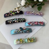 韩国进口s水晶发饰复古个性 小奢华一字夹横夹发夹弹簧夹发卡