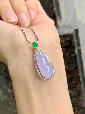 双陈姐妹珠宝冰种吊坠耳钉耳环翡翠阳绿冰紫罗兰福豆佛公111109MX