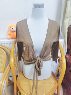 出口欧美snobbysheep原单 绢棉薄款打结时尚开衫