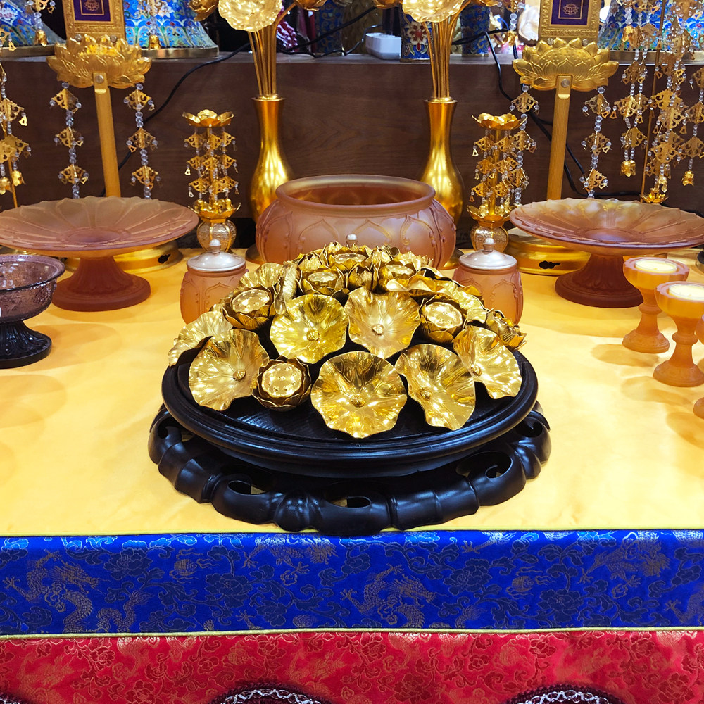 禅修用品佛具鎏金莲花仿真